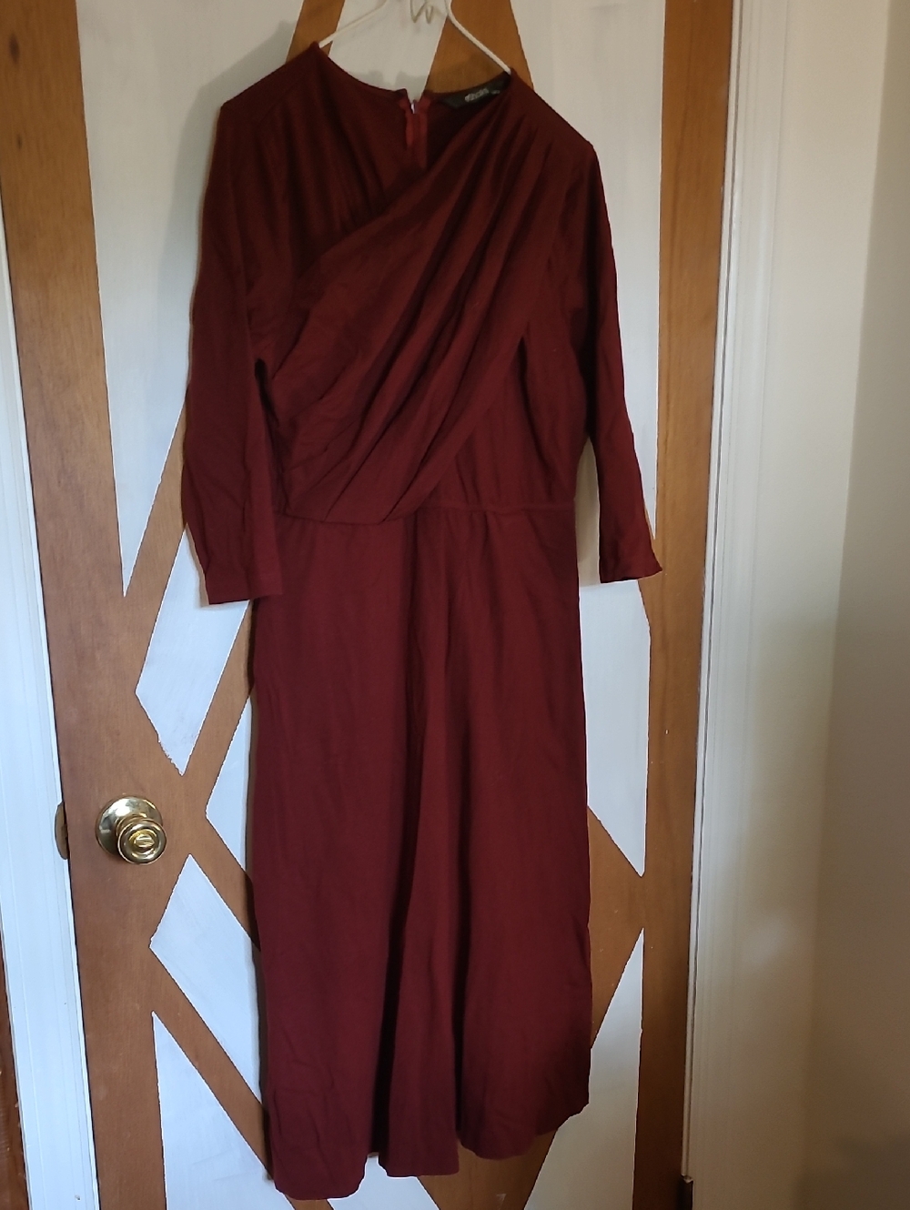 eshakti Long Sleeve Draped Front Dress